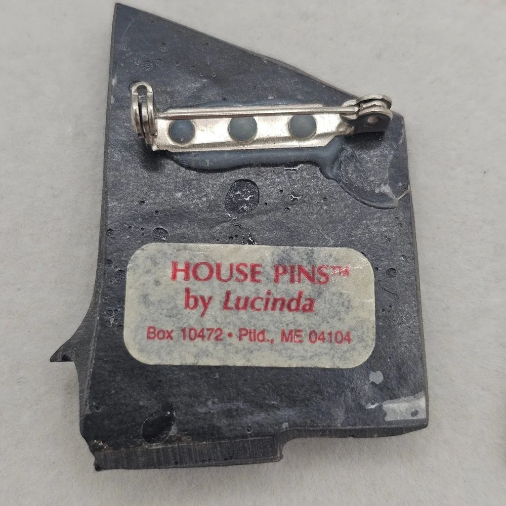 Vintage House Pins by Lucinda Resin Rainbow Night Landscape Glitter Brooch Set